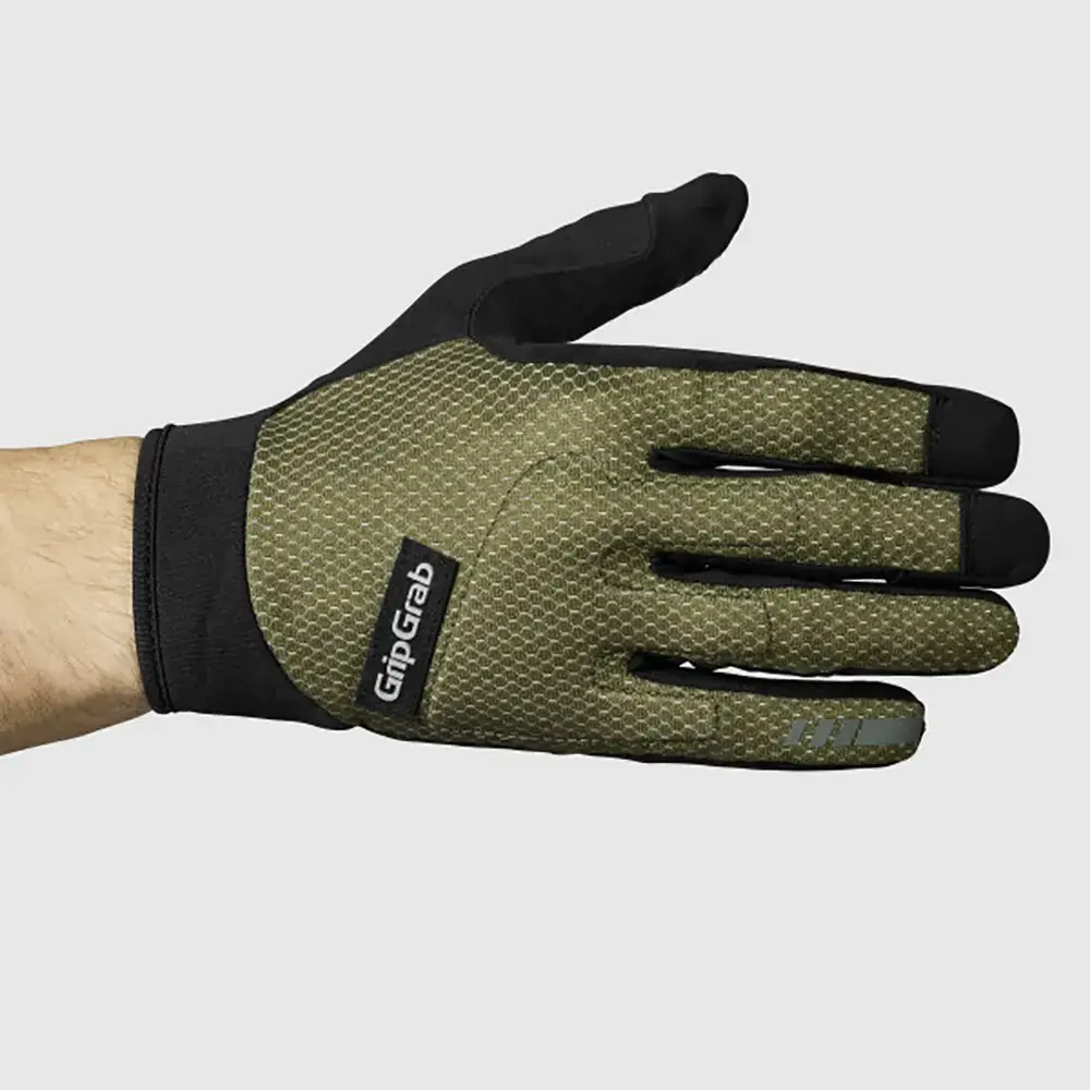 GripGrab Descent Guarded MTB Zomer Fietshandschoenen Lange Vingers Olijfgroen