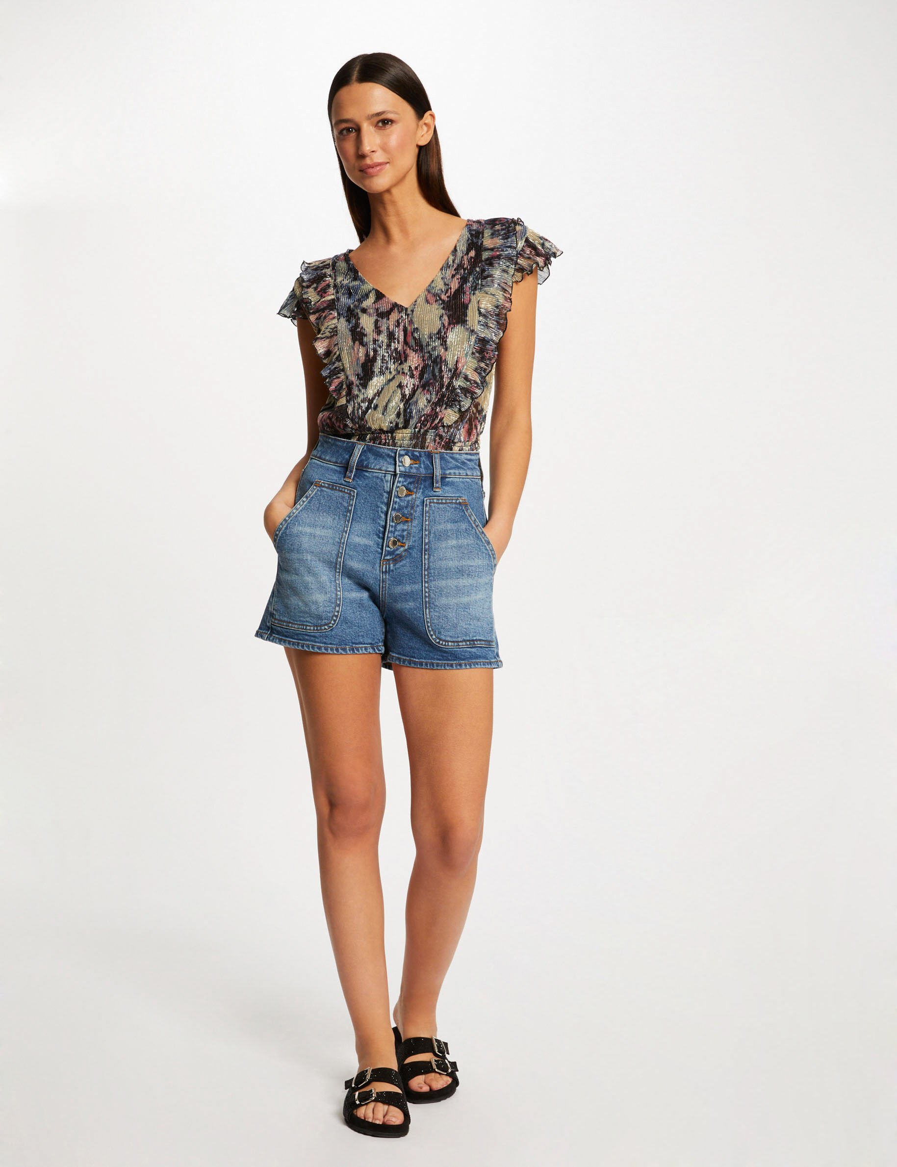 T-shirt manches courtes imprimé abstrait multico femme - multico