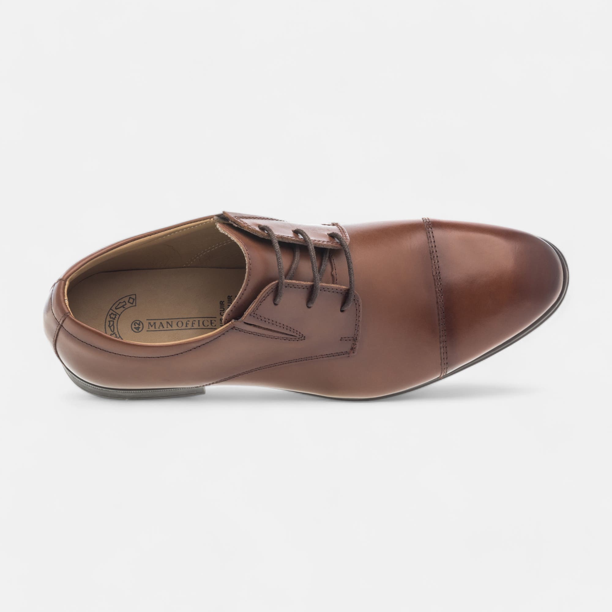 Derbies Homme en cuir cognac
