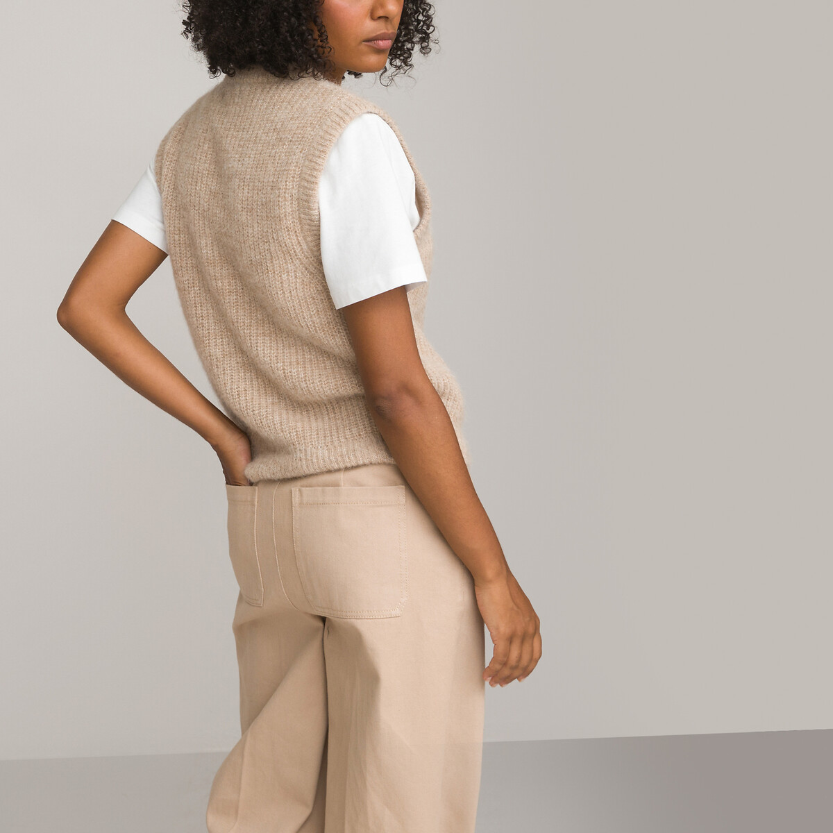 COLEÇÕES LA REDOUTE<br>Suéter sem mangas com gola redonda, em mistura de alpaca