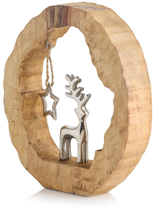 Mangoholz-Kranz mit Hirsch und Stern