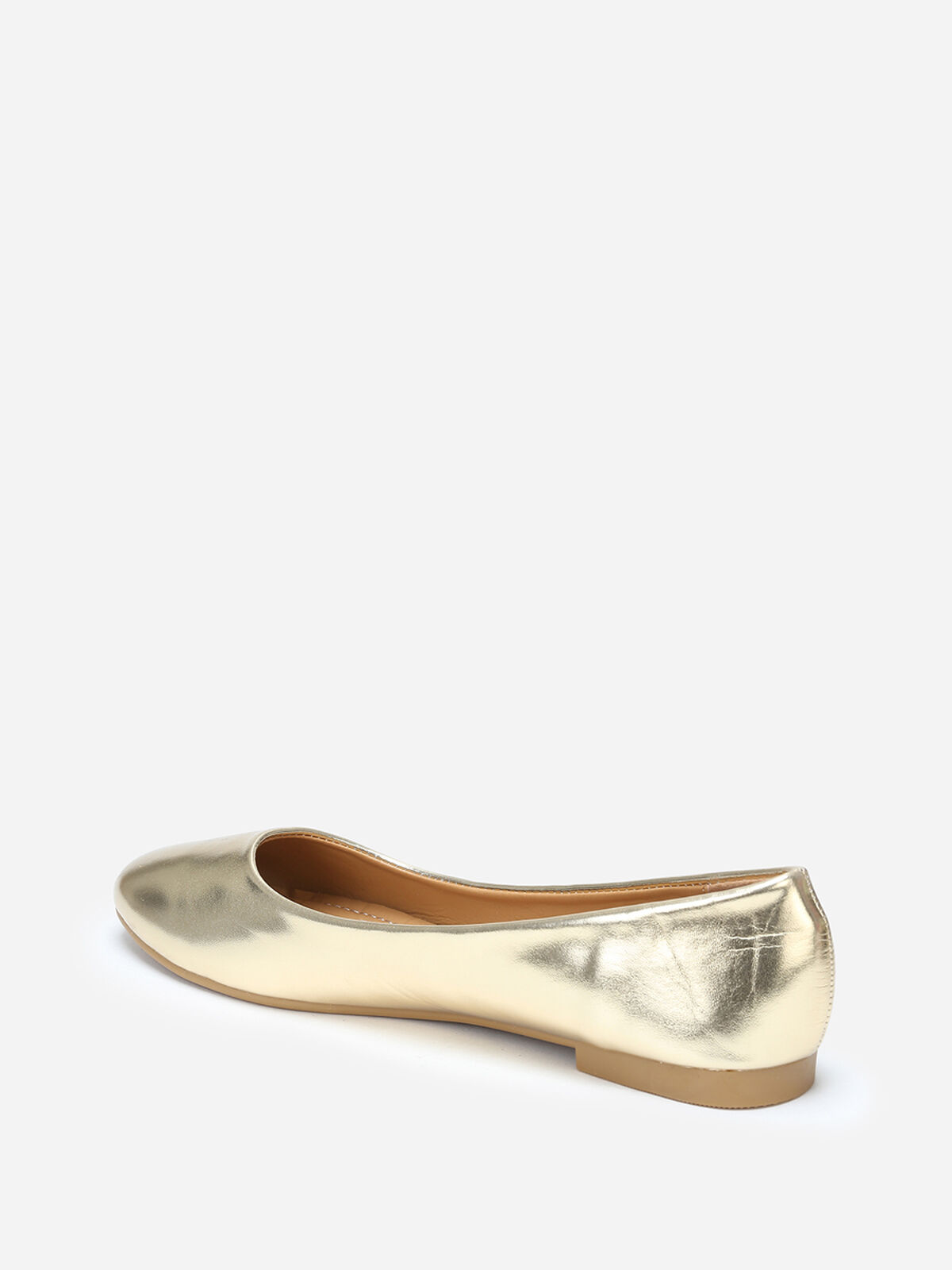 Ballerines en simili à bout arrondi grandes tailles- Doré