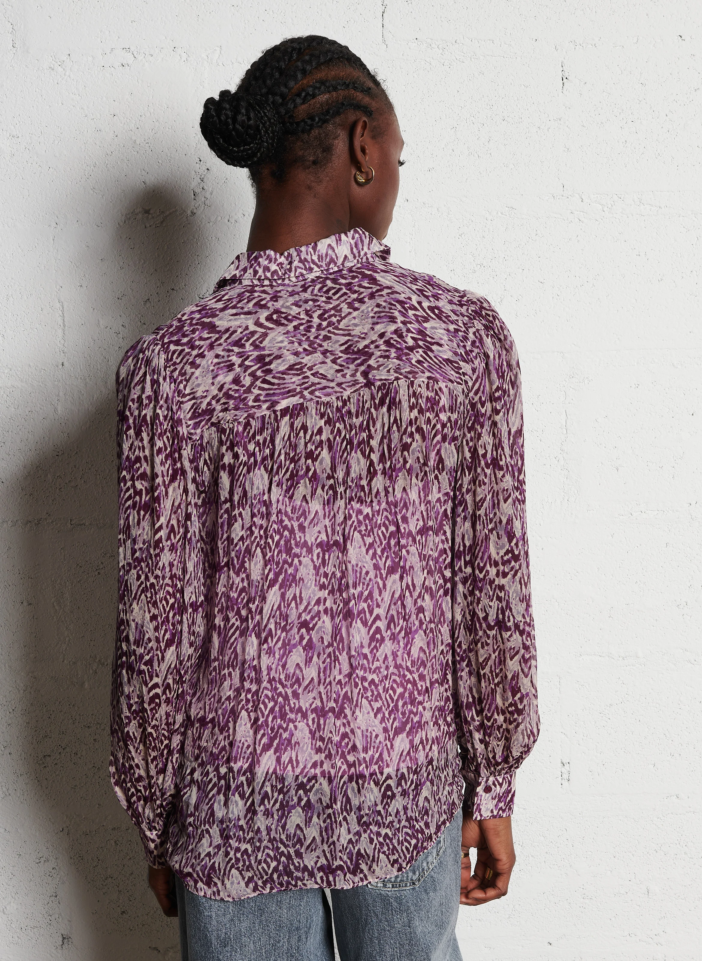 CLARA - Chemise col classique droite imprimée | Violet