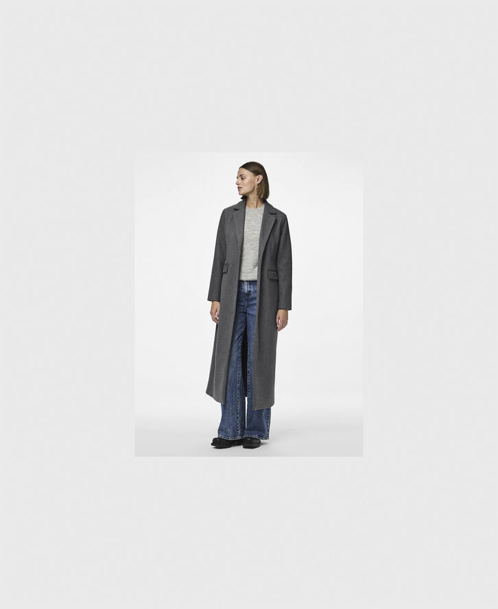 Pieces PCNADINE LONG COAT Dark grey melange