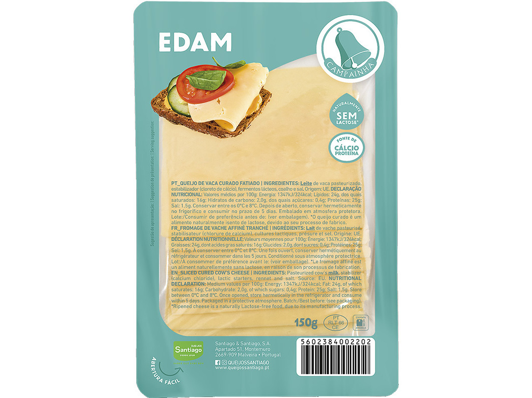 QUEIJO CAMPAINHA EDAM FATIADO 150G