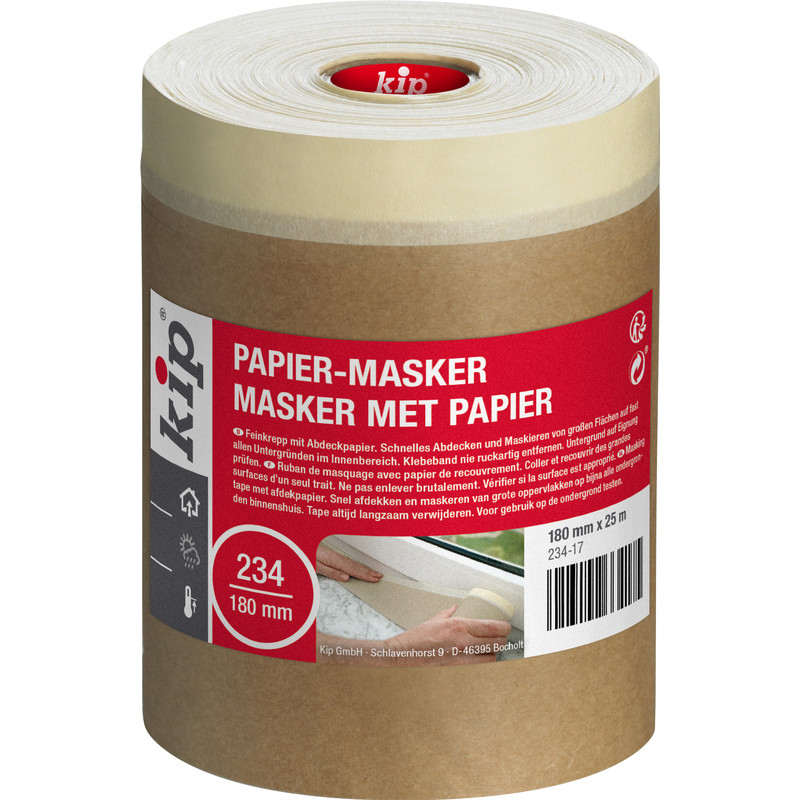 Kip 234 papier masker met premium afplaktape 180mmx25m