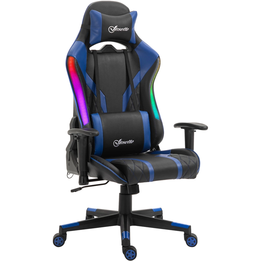 Vinsetto Gaming Stuhl mit LED-Beleuchtung schwarz, blau