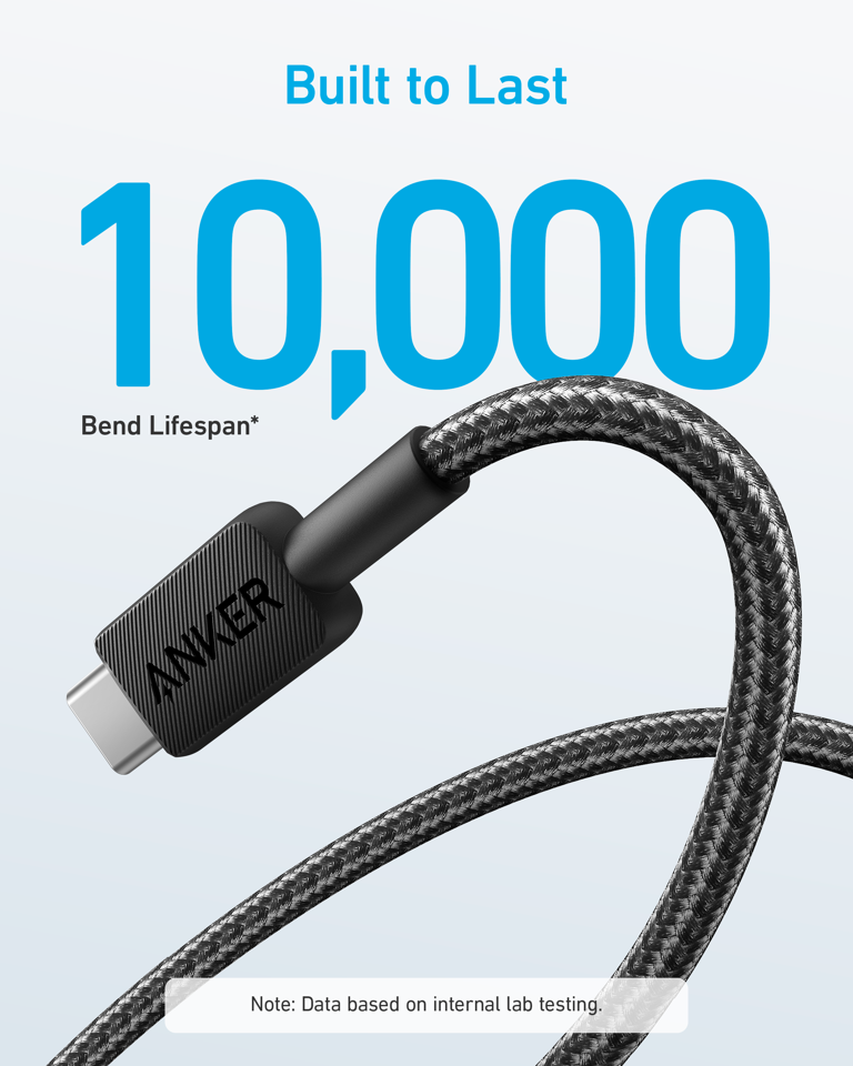 Anker - 322 USB-A til USB-C Kabel Nylon - 1.8 Meter - Hvid
