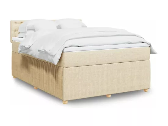Sommier à lattes de lit avec matelas Crème 160x200 cm Tissu