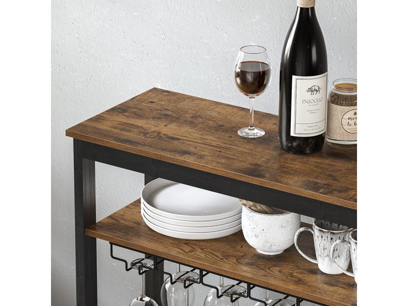 Songmics Weinregal für 24 Flaschen, aus Bambusholz Weinregal im Industrie-Design mit Glashalter