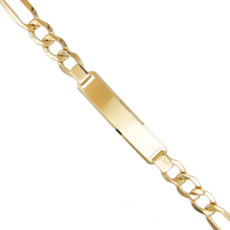Bracelet Gourmette Or 18 Carats 750/000 Maille Figaro Alternée 1+3 Jaune - Gravure Offerte