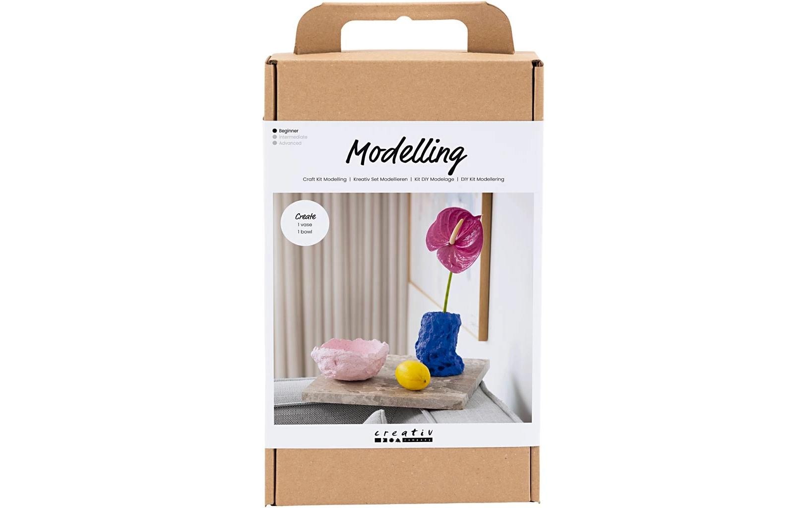 Modellier-Set Vase + Schale Blau/RosaBastelset für Kinder
