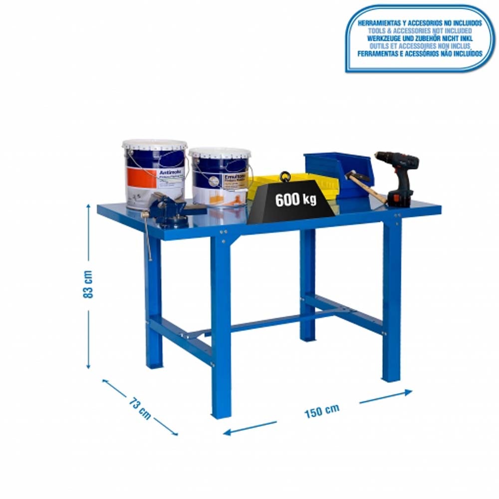 PROREGAL Buffalo Metalen Werkbank (H x B x D): 83 x 150 x 73 cm, Draagvermogen: 600 kg, Blauw