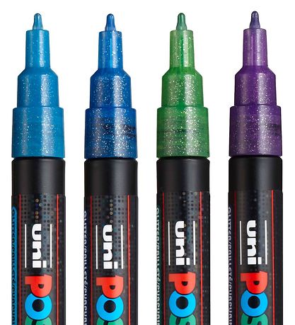 Posca Tuscher - PC-3ML - 4 stk. - Blå/ Grøn/Violet m. Glimmer