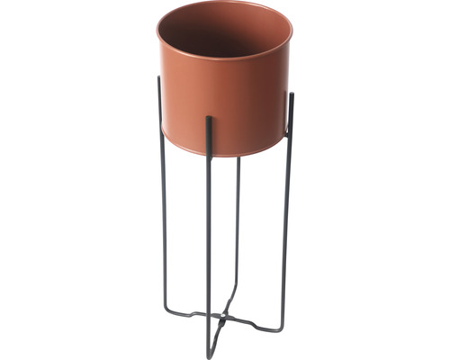 Zinken pot met voet, maat L, koraal, Ø 20 cm, H 57 cm