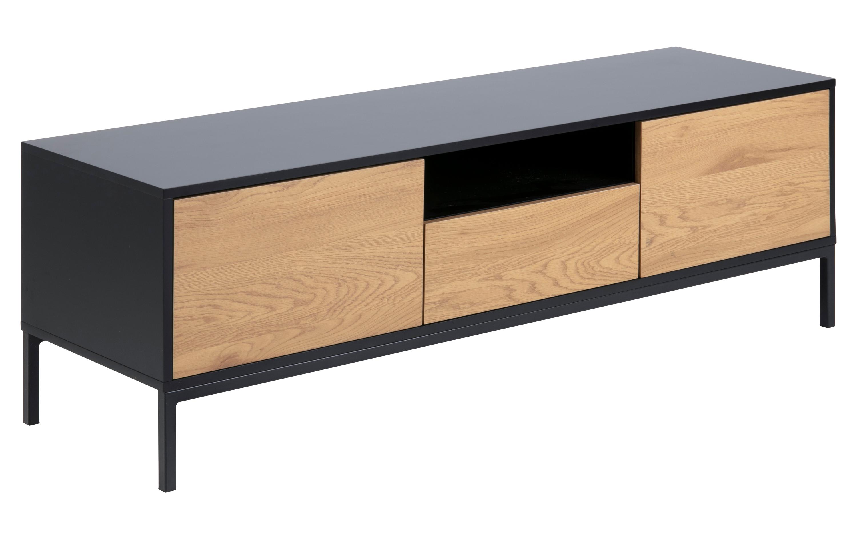 TV-Möbel Seaford 140 x 40 x 45 cm, Nature/Schwarz<br>TV-Kommode