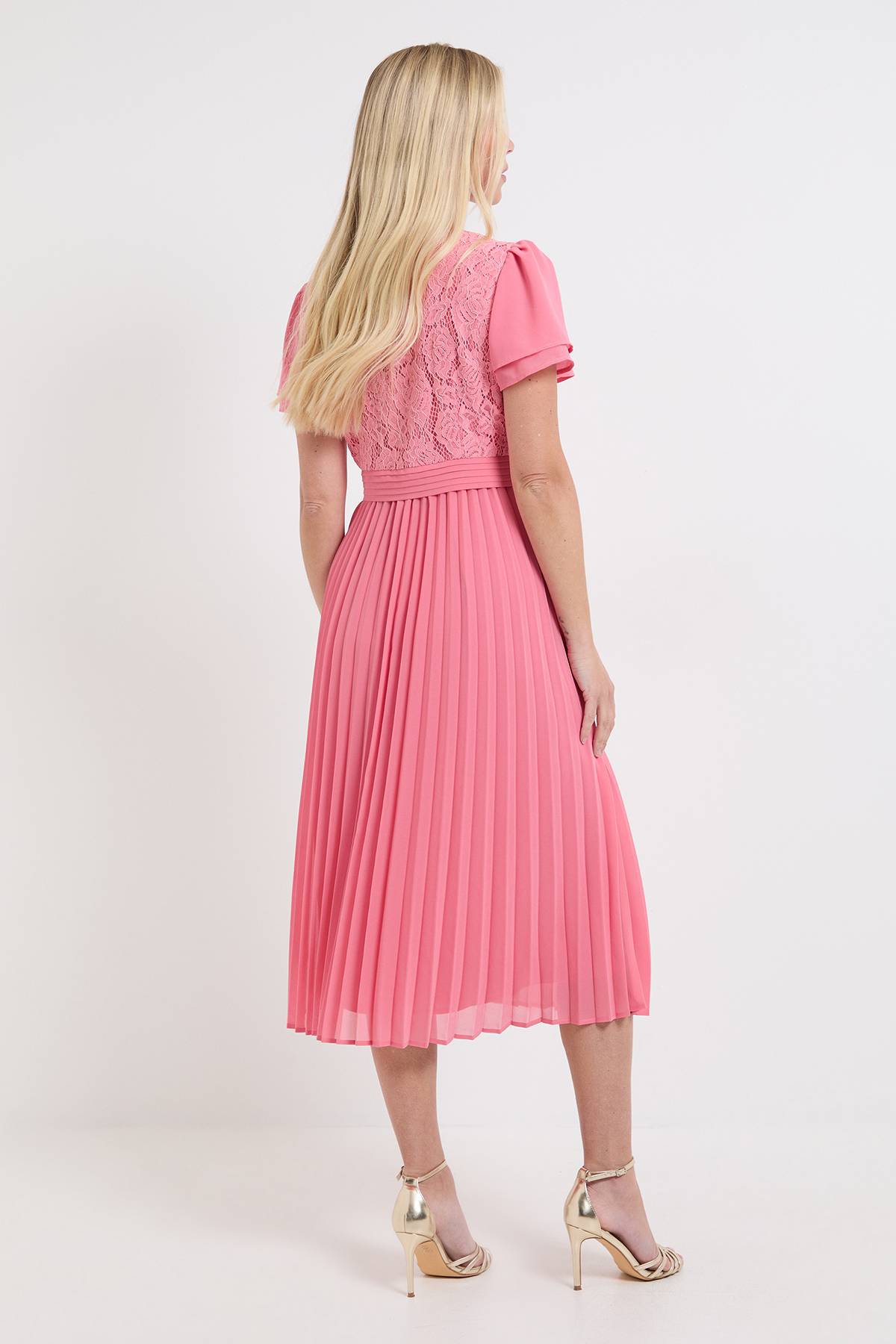 Wallis Robe Midi Petite À Détails Plissés Et Dentelle