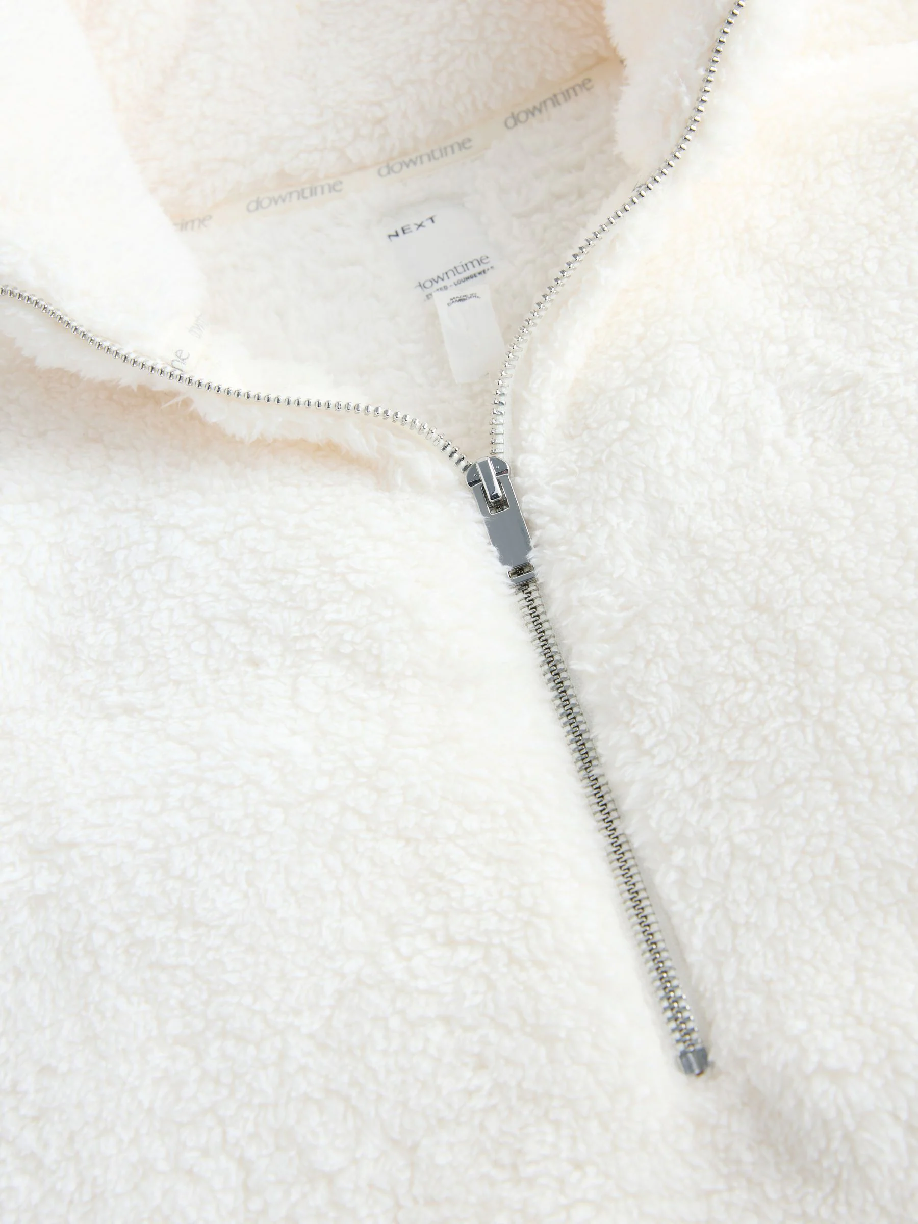 Crème - Borg fleece met korte rits