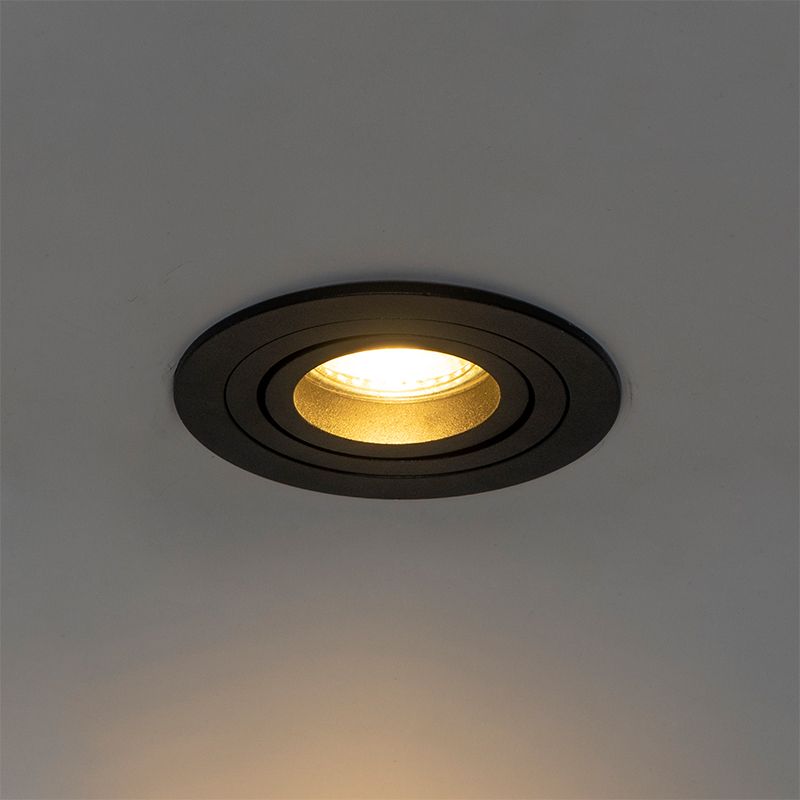 Moderne inbouwspot zwart draai- en kantelbaar - Rondoo
