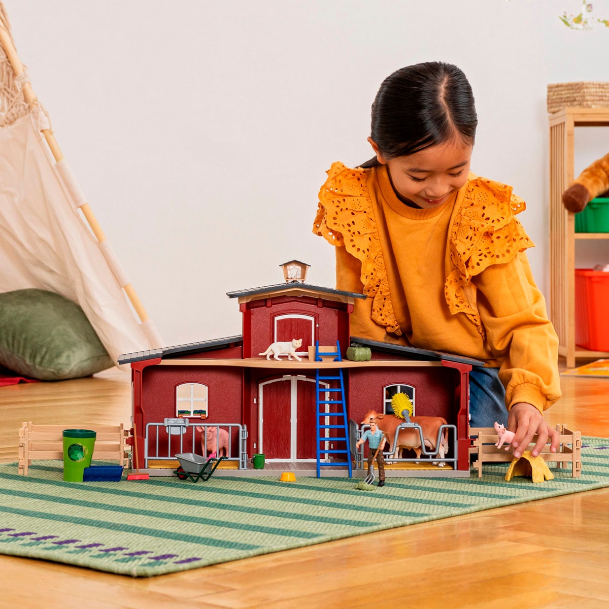 Schleich® Spielwelt »FARM WORLD, Grosse Farm rot (42606)« Made in Europe