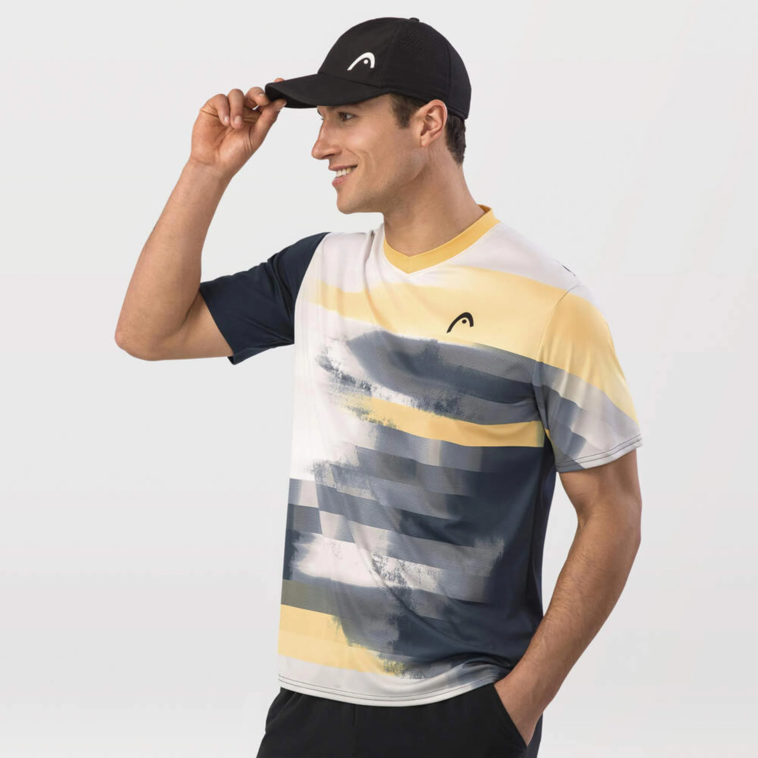 HEAD Topspin T-shirt Hommes - Jaune Doré, Bleu Foncé