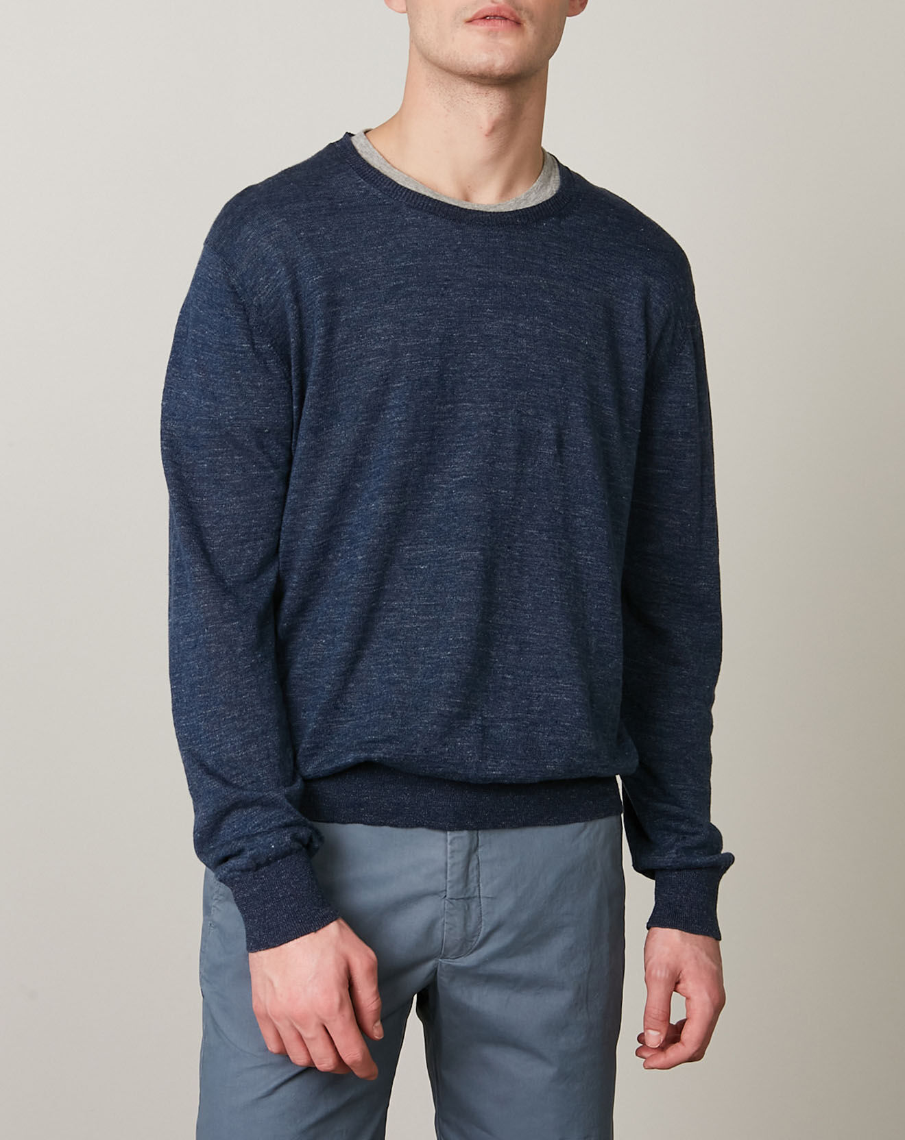 Hartford Pull en Lin & Coton Crew bleu