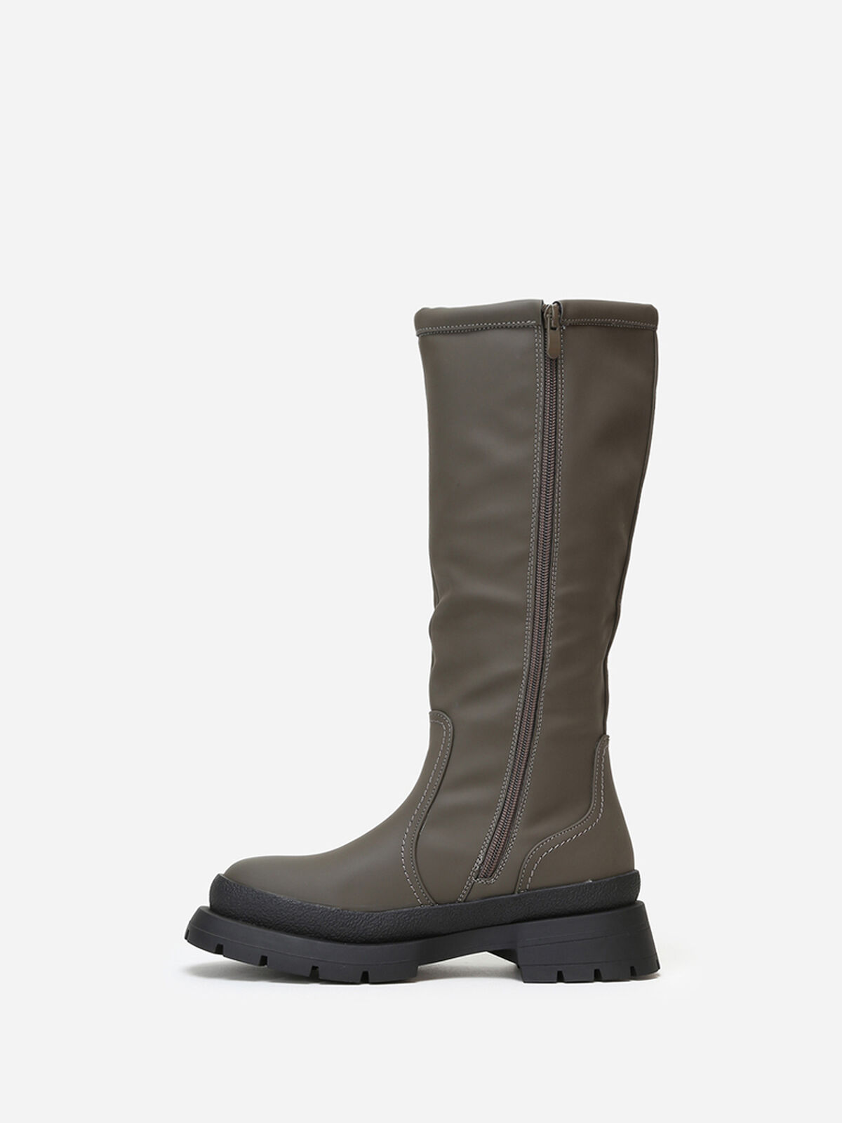 Bottes effet mat à semelle crantée- Gris