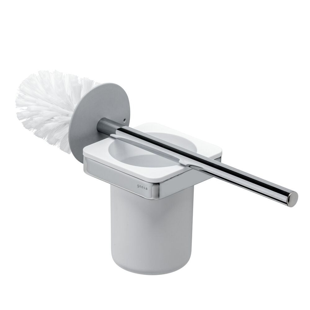 Geesa Frame toiletborstel met houder wit/chroom met witte borstelkop