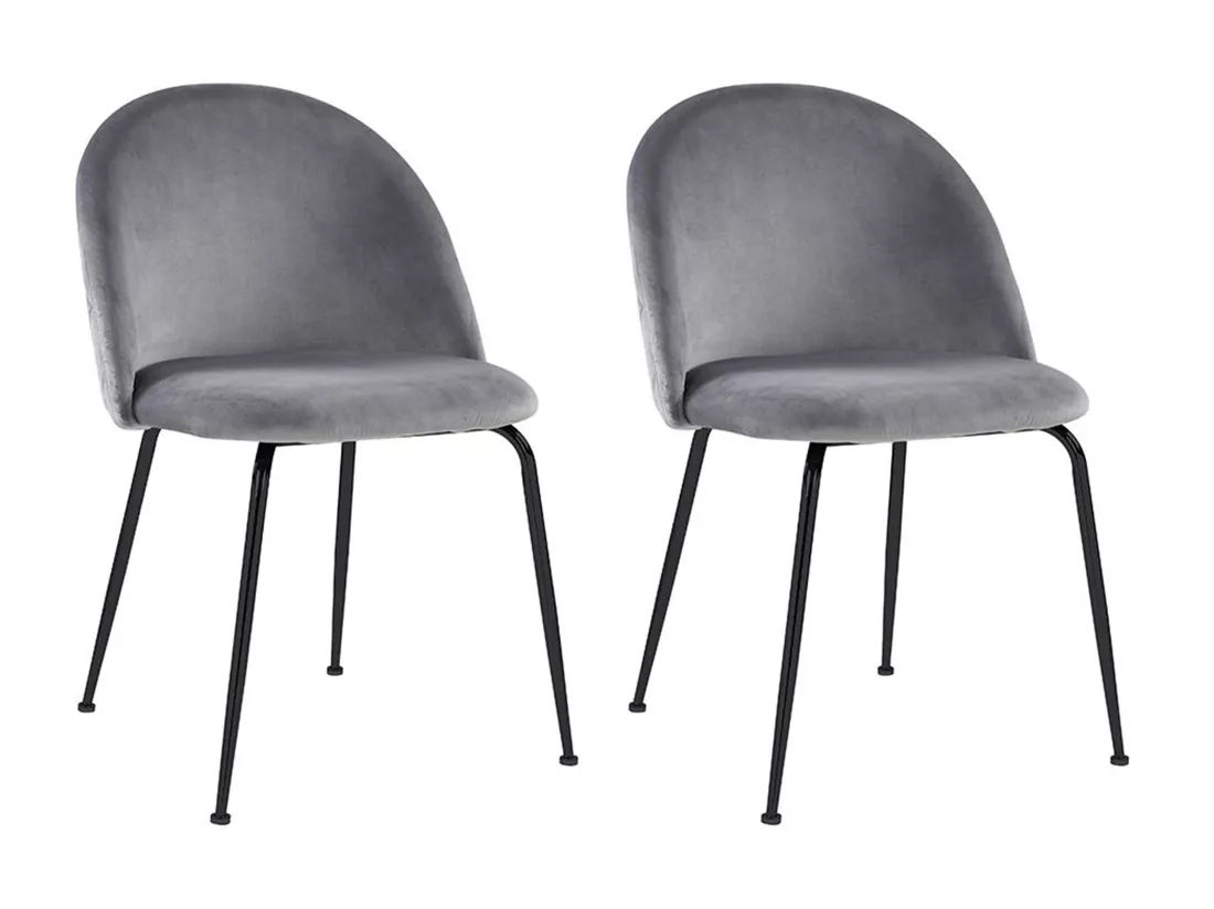 Lot de 2 chaises en velours et acier inoxydable noir - Gris - MELBOURNE
