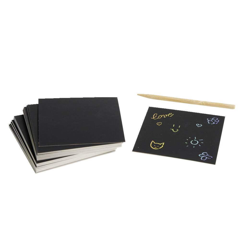 Lot de 100 feuilles de dessin à gratter arc-en-ciel
