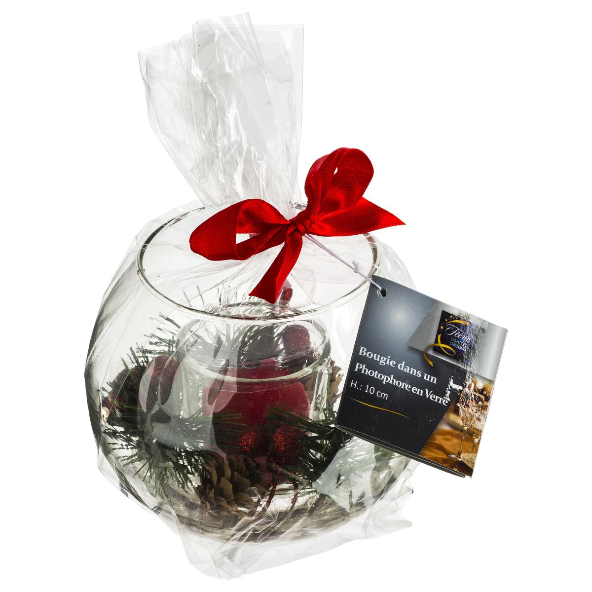 BOUGIE BOULE VERRE ET DECO 61G