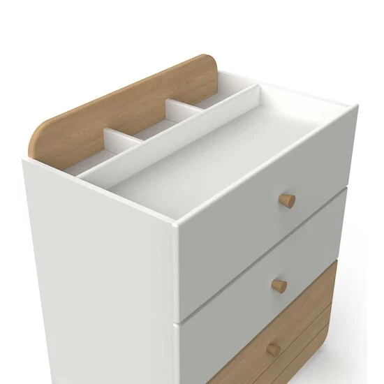 Edaj Commode 3 Tiroirs   Blanc Chêne        de               CBA Meubles