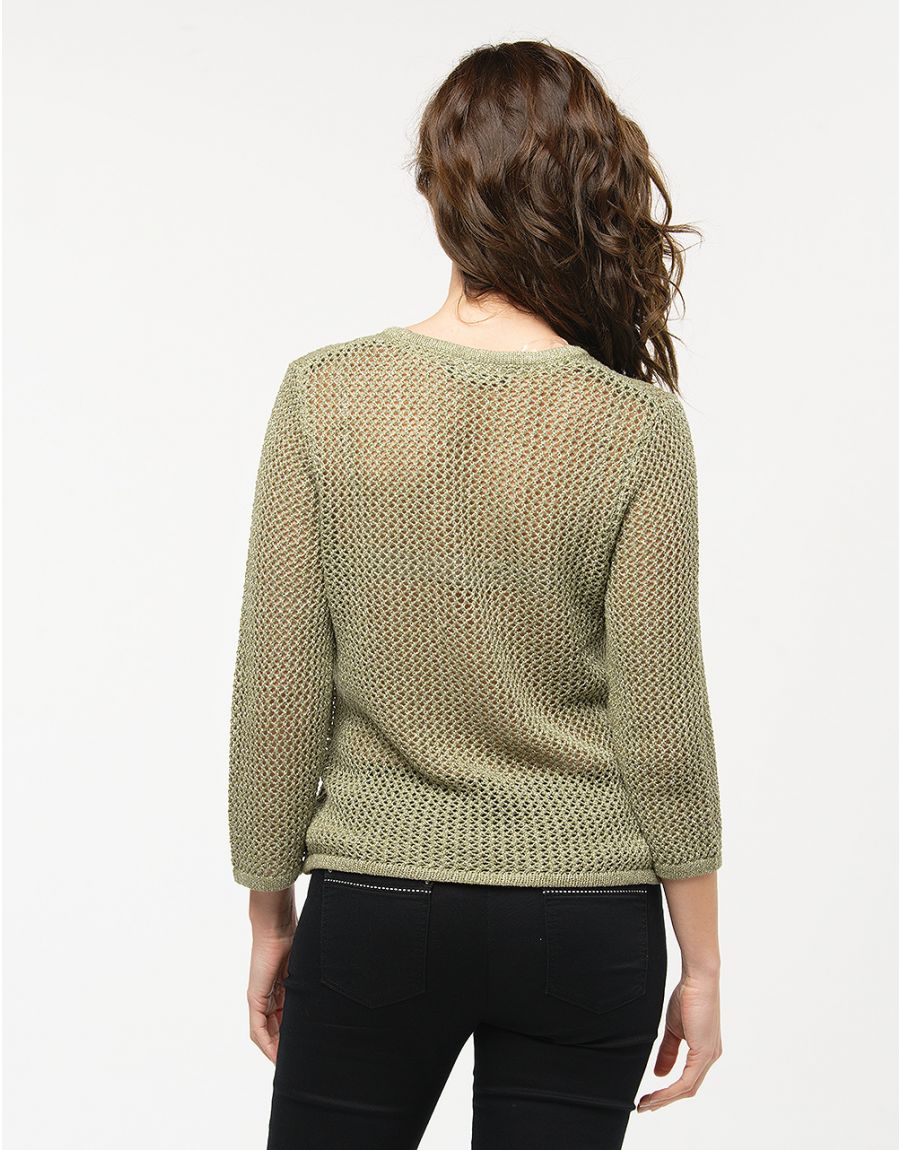 Pull vert maille filet
