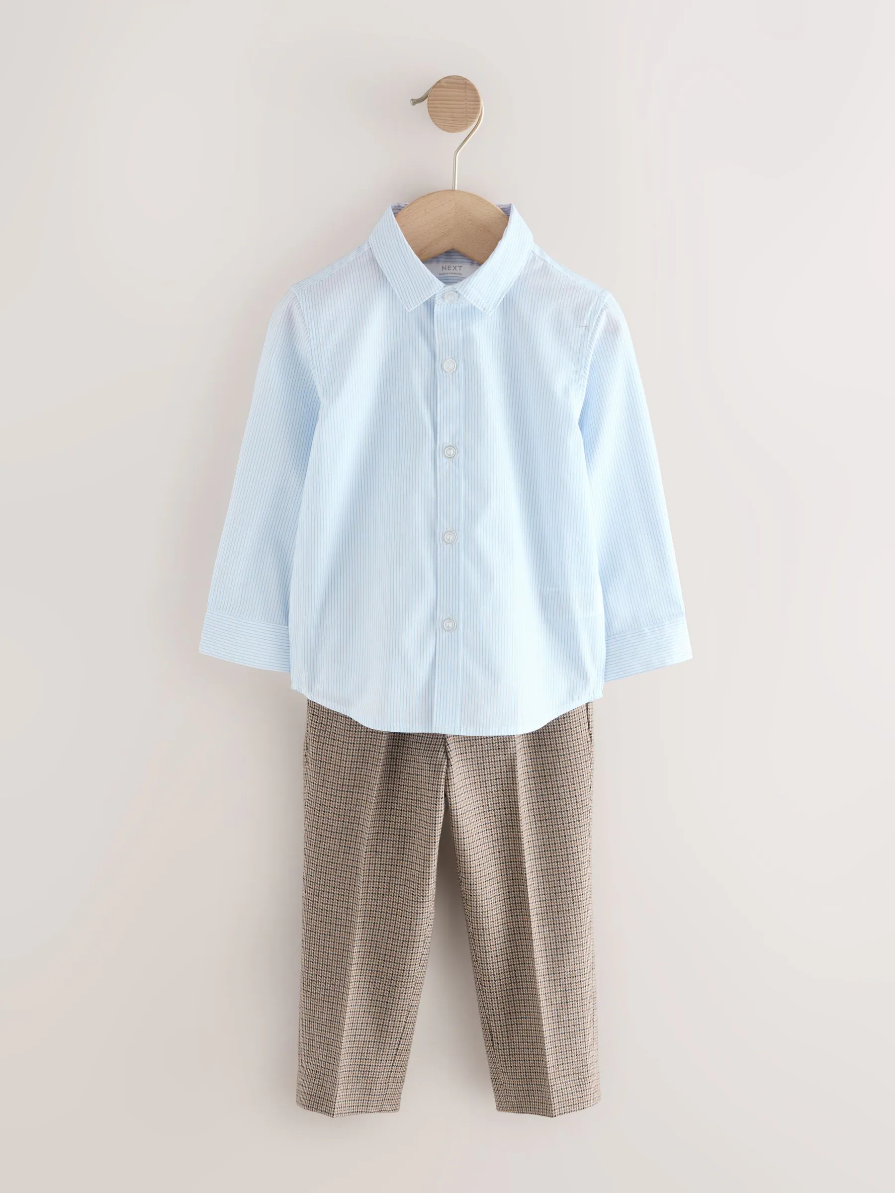 Marineblauw - Set van corduroy blazer, overhemd en broek (3mnd-9jr)