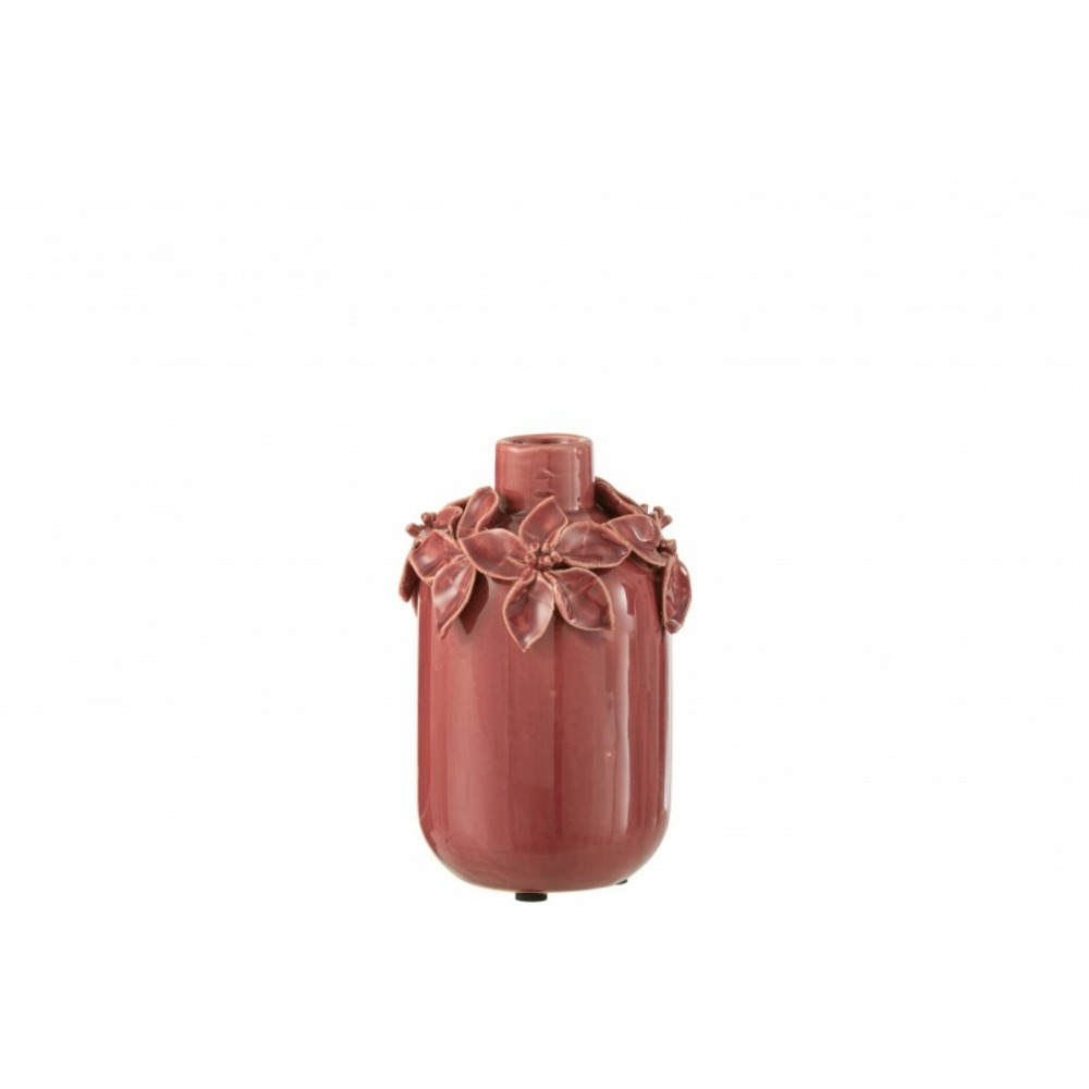 Vase avec décoration en céramique rouge 10x10x17 cm