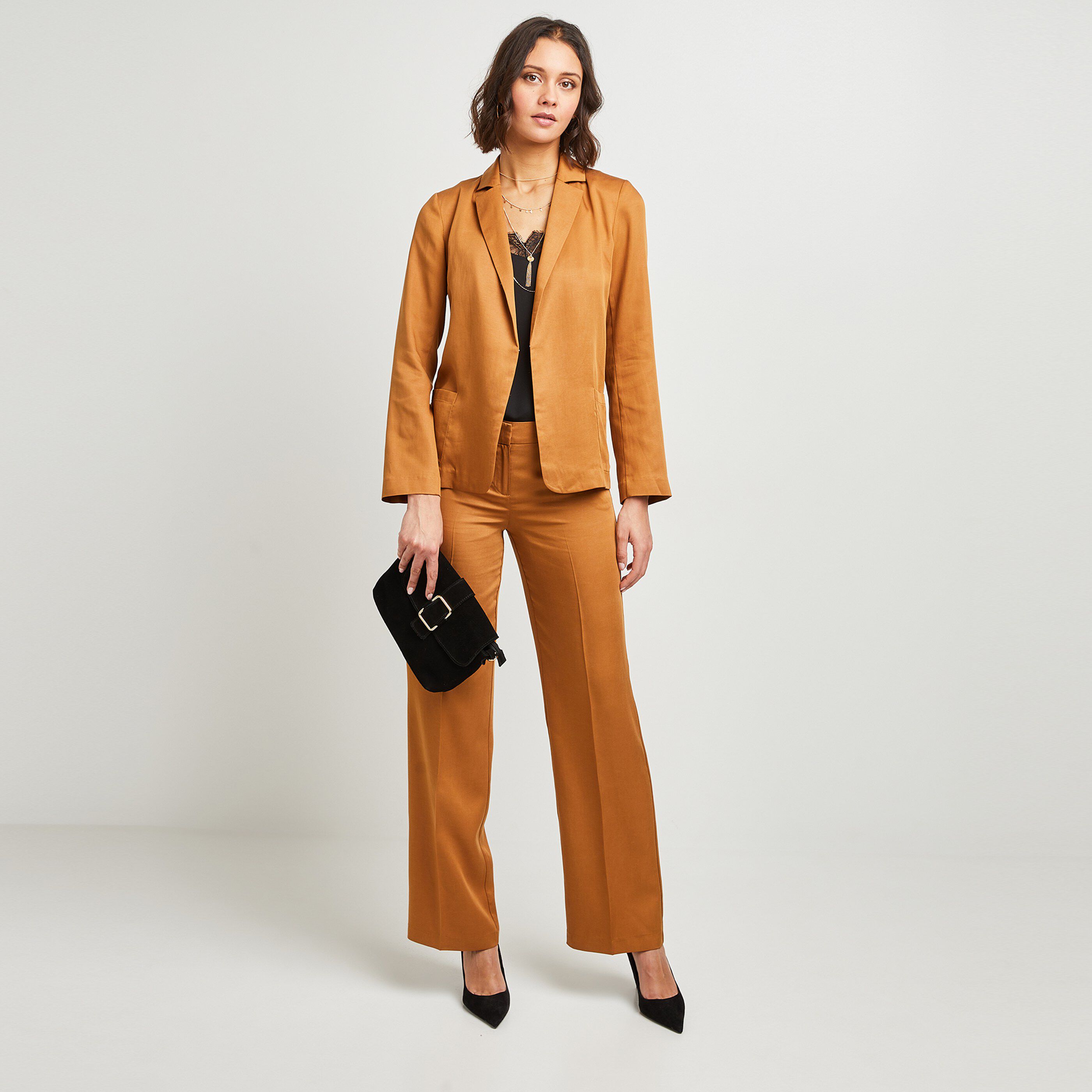 Pantalon large femme - CARAMEL
