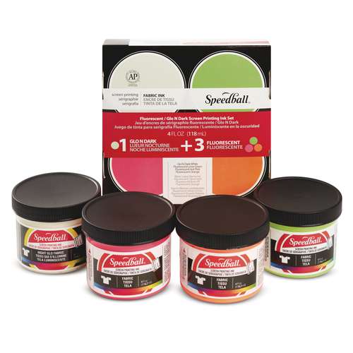 Speedball® Siebdruck-Textilfarben-Set, Fluoreszend- und Nachtleuchtfarben