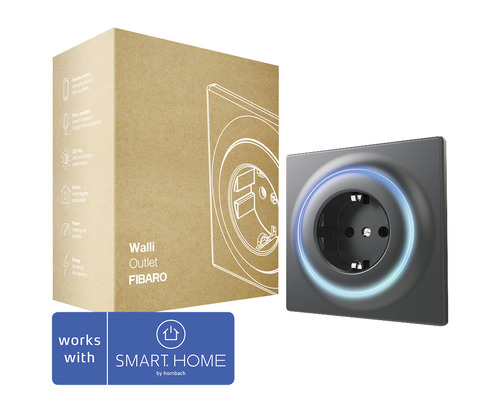 Fibaro Walli Outlet Type F stopcontact met repeaterfunctie voor het bedienen van elektrische apparaten, zwart - Compatibel met SMART HOME van hornbach