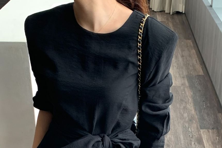 Coris - Romper met lange mouwen, ronde hals en riem