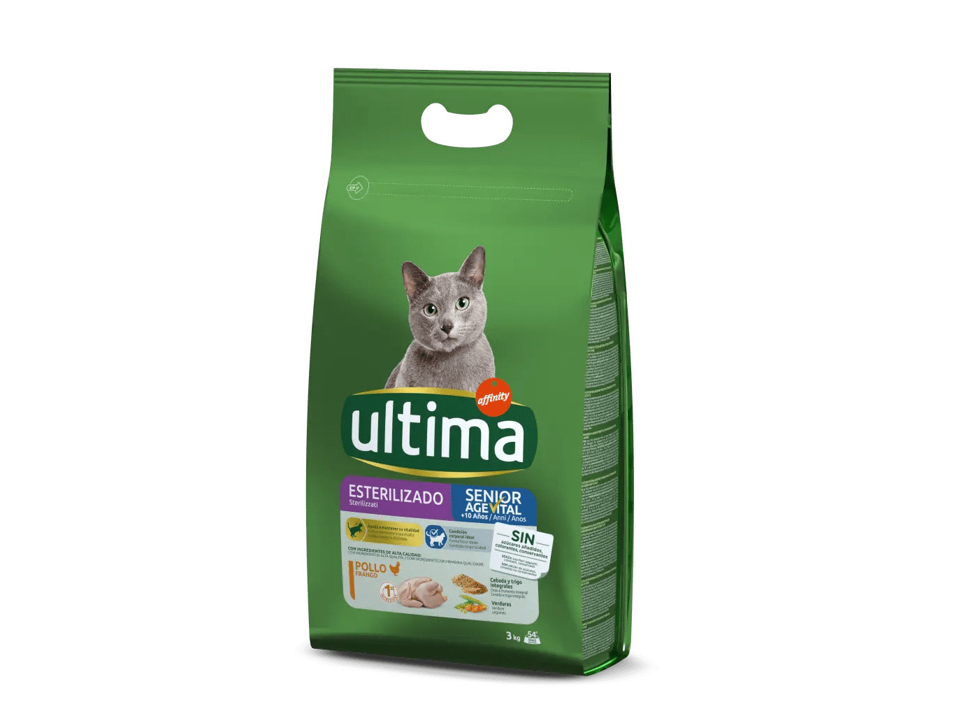 RAÇÃO PARA GATO ULTIMA ESTERILIZADO SÉNIOR COM FRANGO 3KG