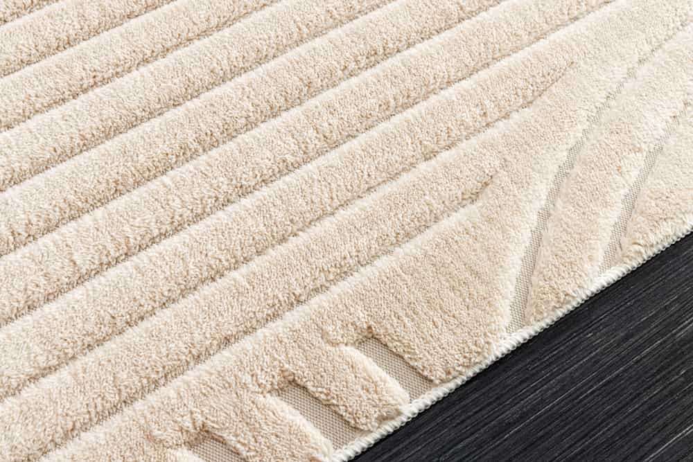 Moderner Teppich ART DECO 230x160cm beige creme Kurzflor Indoor Hoch-Tief-Effekt