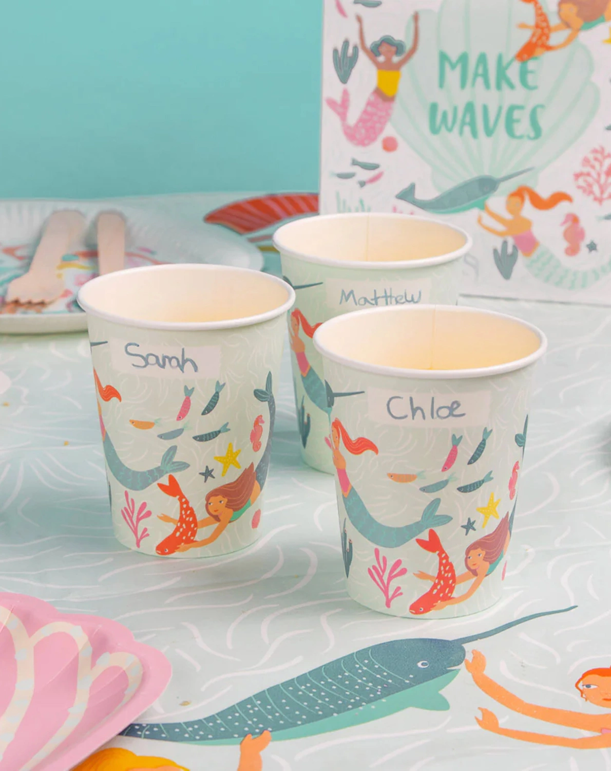 Pappbecher MAKE WAVES (250ml) 8er-Set in bunt