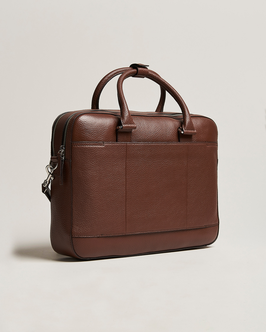 Tiger of Sweden Burin Grained Leather Briefcase Brown