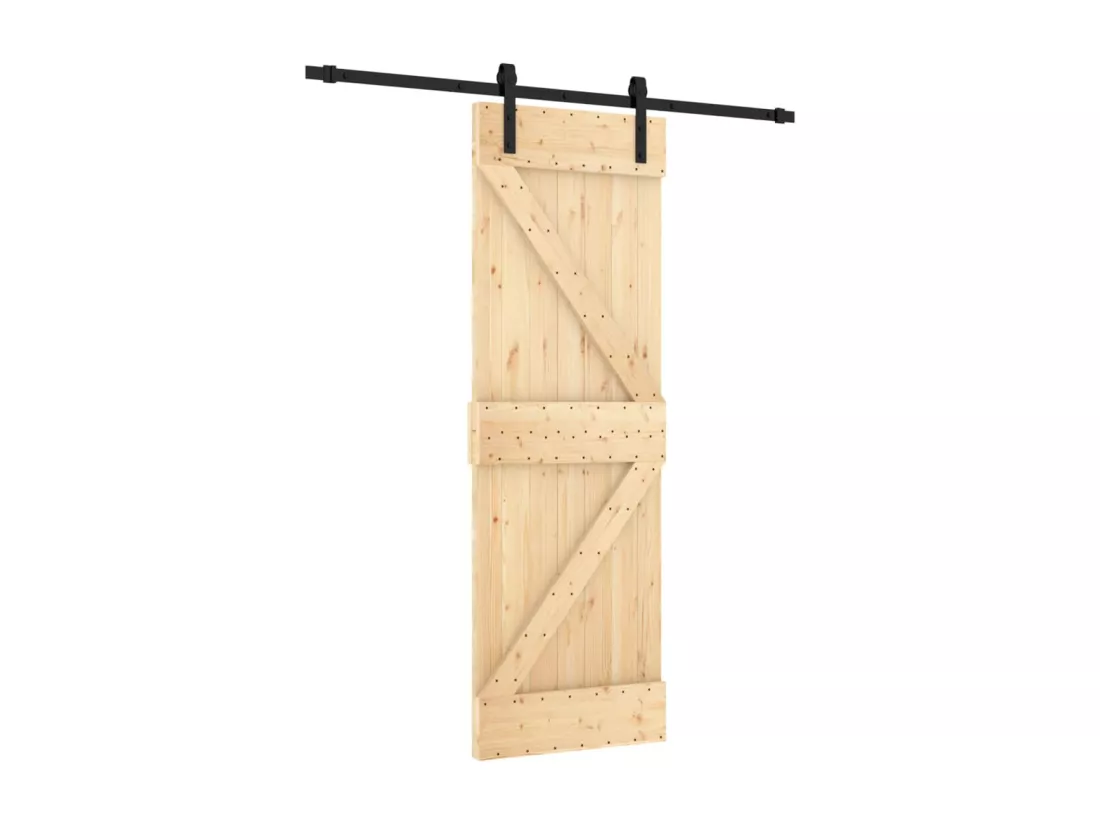Porte coulissante et kit de quincaillerie 70x210 cm pin massif