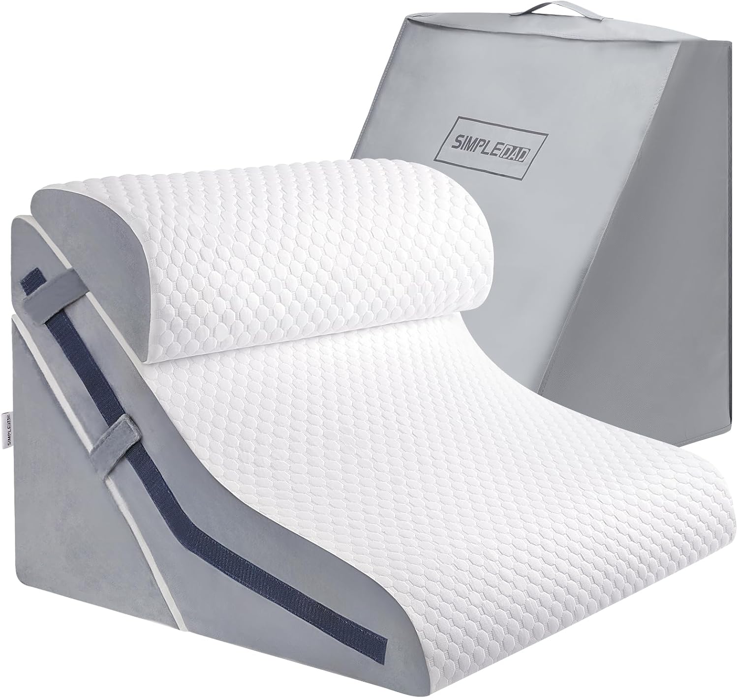 Keilkissen zum Schlafen, orthopädisches Bettkeilkissen-Set, 15-in-1, 3-teilig, verstellbares Keilkissen aus Memory-Schaum, nach Operationen, 57 cm, 40,6 cm, 50,8 cm Höhe, 3-in-1 Neigungskeile (Weiß,