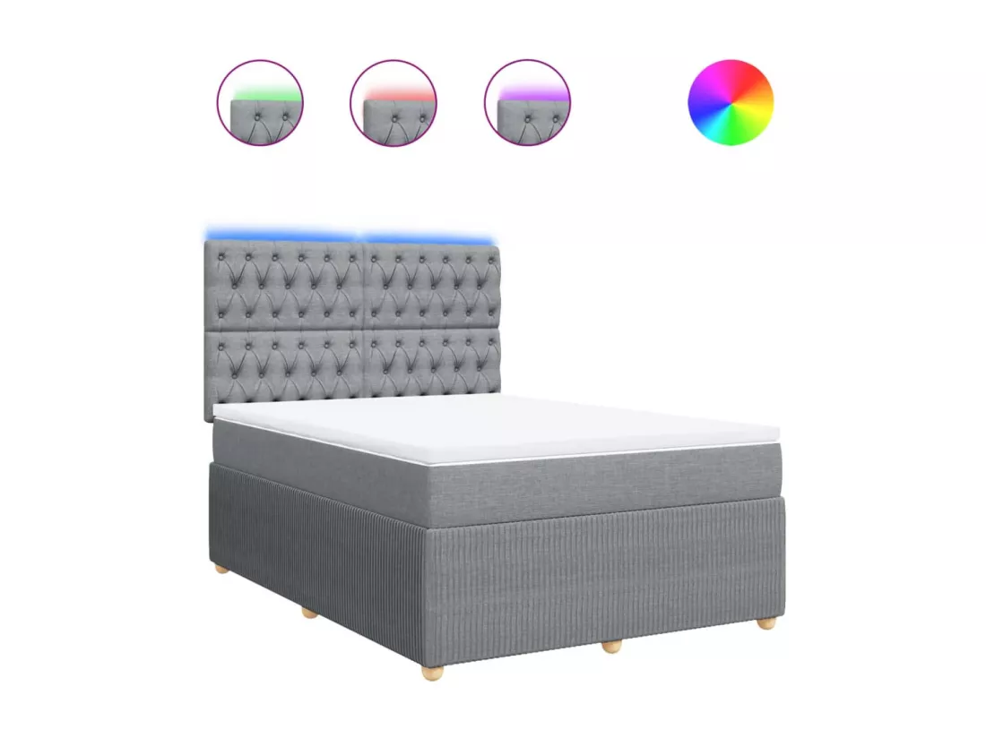 Sommier à lattes de lit avec matelas Gris clair 140x190cm Tissu
