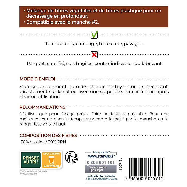Lave-pont fibre végétale Starwax L.23 x l.11cm