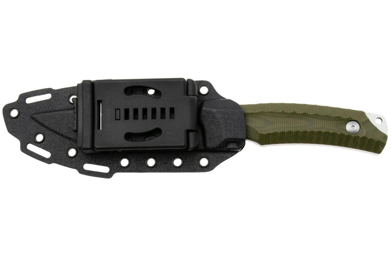 SOG Hidaka FX 17-27-01-57 Satin CPM 3V, Green Micarta vaststaand mes, Kiku Matsuda design