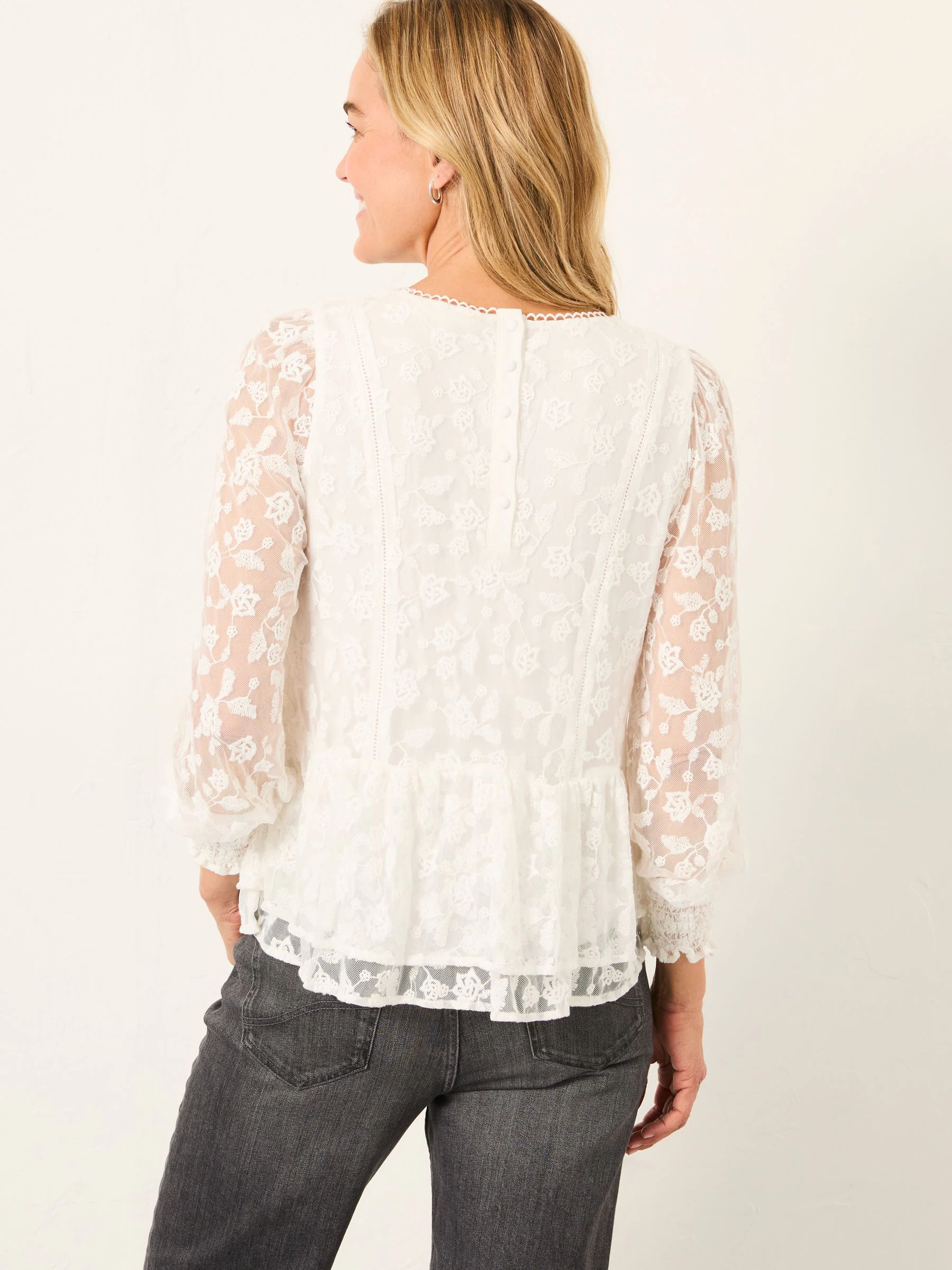 Ivoor - FatFace Lace Round Neck Top