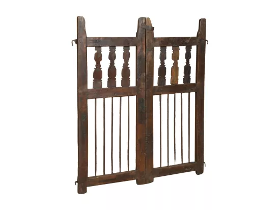 BISCOTTINI Portail - Bois Massif et Fer Finition Antique - Clôture en Fer - Portail en Métal - Porte Décorative - Portail d'Entrée - Clôture en Bois - Intérieur et Extérieur - 86x6x105cm